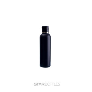 200 ml Round HDPE Bottle Black with Black Gold Foiling FTC – 25 Pcs