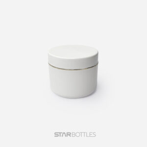 100 gm Cream Jar White with Gold Foiling